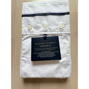 Ralph Lauren Palmer Percale Standard Sham Organic Cotton White Polo Navy 464 TC